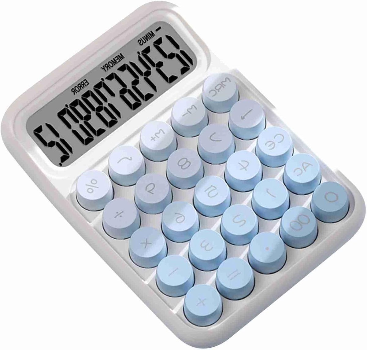 Rekenmachine Grote Knoppen - Bureau Calculator - Dagelijkse Berekeningen - 12 Cijferig Scherm - 16x11.5x3cm - Blauw