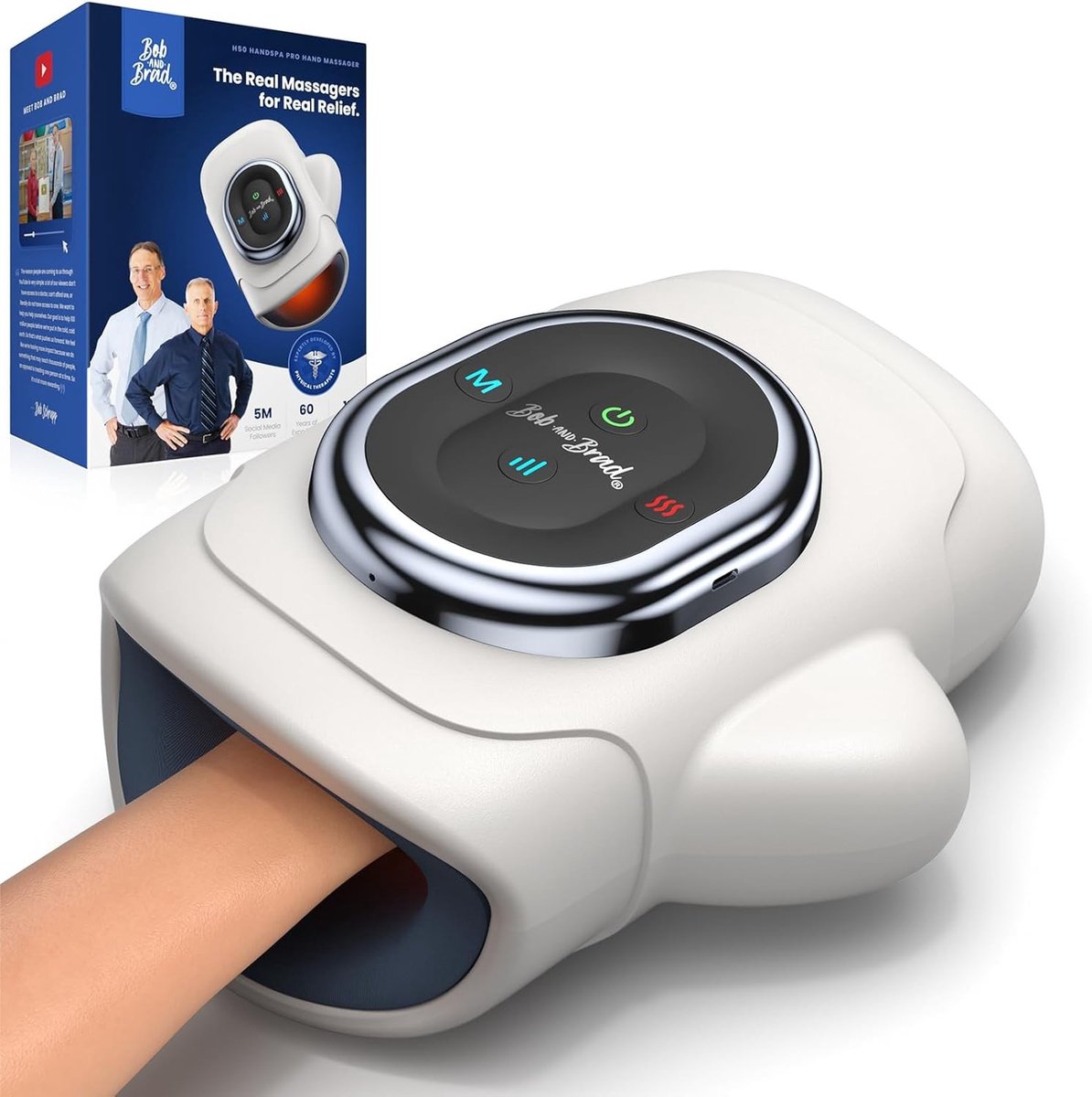 Handmassageapparaat - Wit - Draadloos - Met Warmte en Compressie - Voor Artritis en Carpaal Tunnelsyndroom