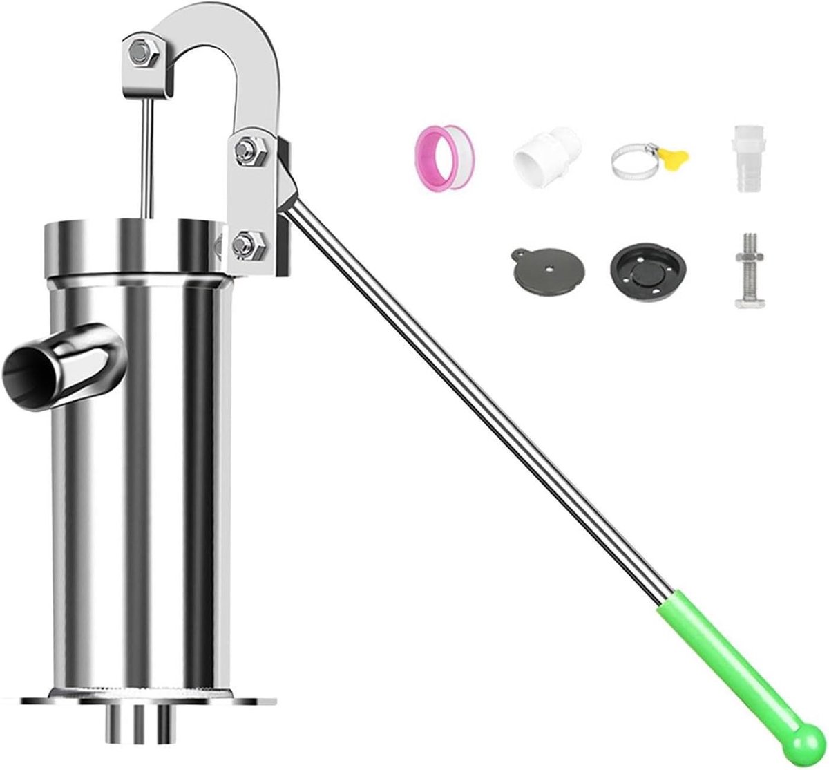 Handwaterpomp - Putpomp Handmatig - Gazon Irrigatie - Roestvrij Staal - 46 x 21 x 88 cm - Zilver