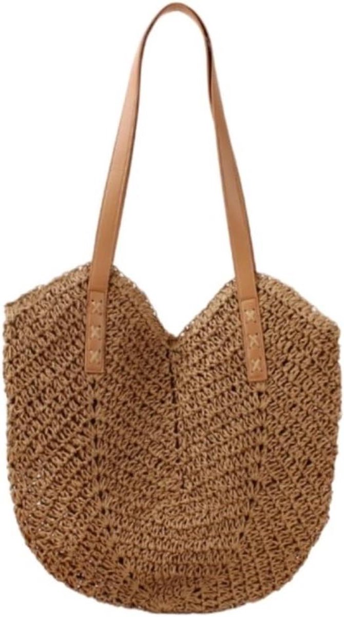 Strandtas Grote Tassen - Rieten Tas Zomer - Zomerse Uitjes - Handgemaakt Geweven - 42 x 35 cm - Natuurlijk