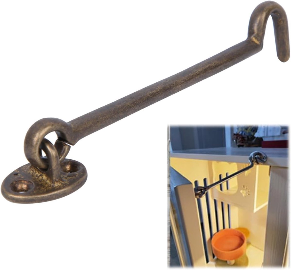Raamgrendelslot - Antiek Brons - 17 x 3,1 cm - Massief Messing - Voor Houten Deuren en Ramen