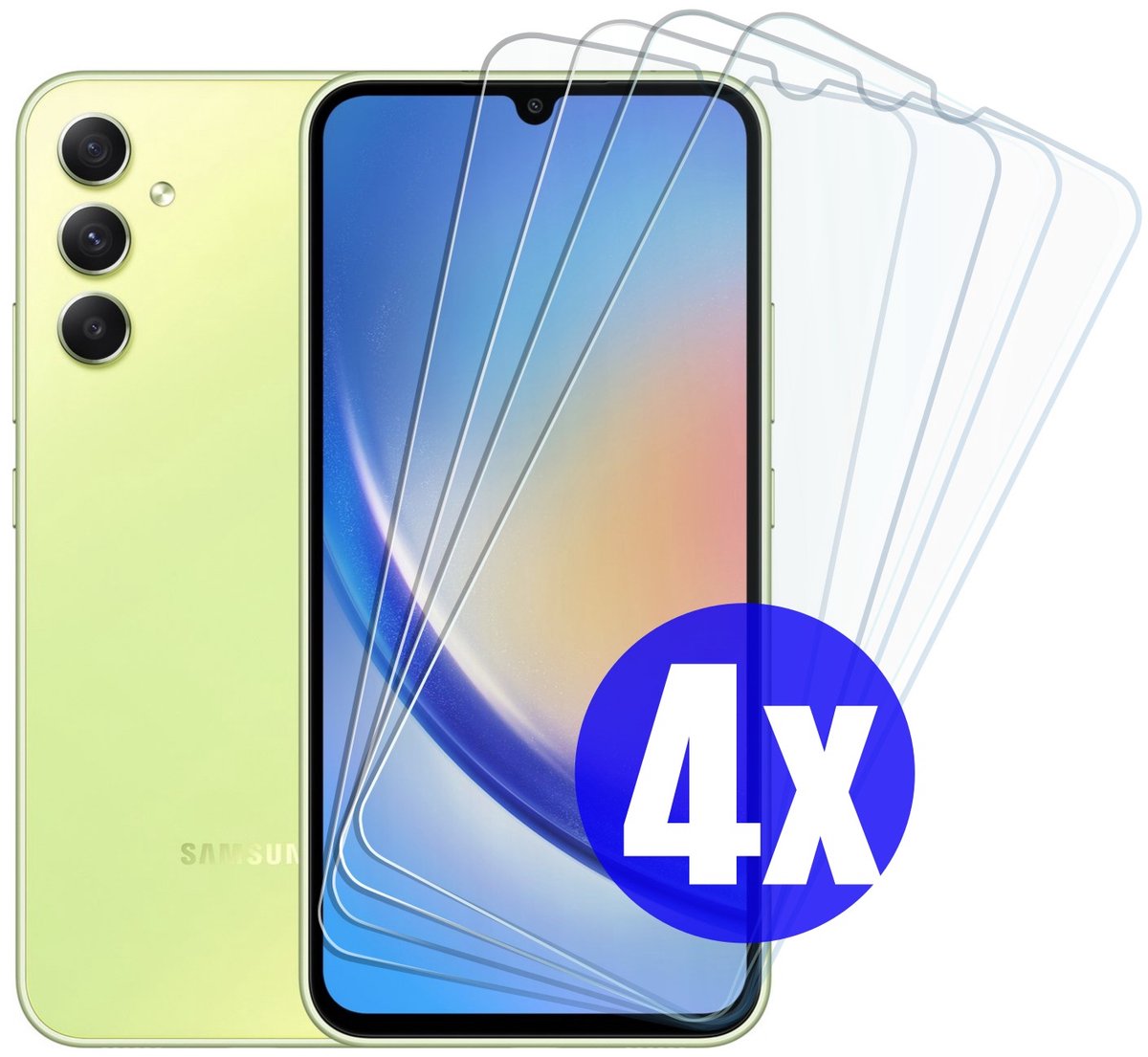 Screenprotector geschikt voor Samsung A34 - Gehard Glas - Tempered Glass Armor Screen Cover - 4 Stuks