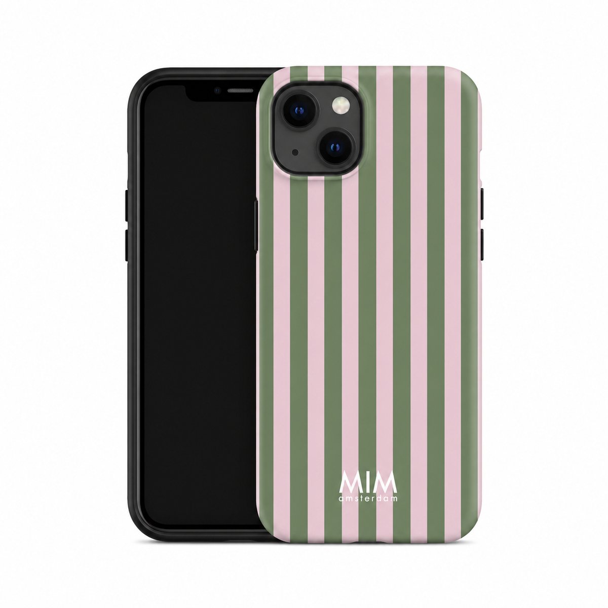 MIM Amsterdam - Watermelon Sugar - Geschikt voor iPhone 12/13 Mini - Telefoonhoesje - Shockproof Case - Groen Roze Gestreept Hoesje - Beschermhoes - Trendy Phone Case