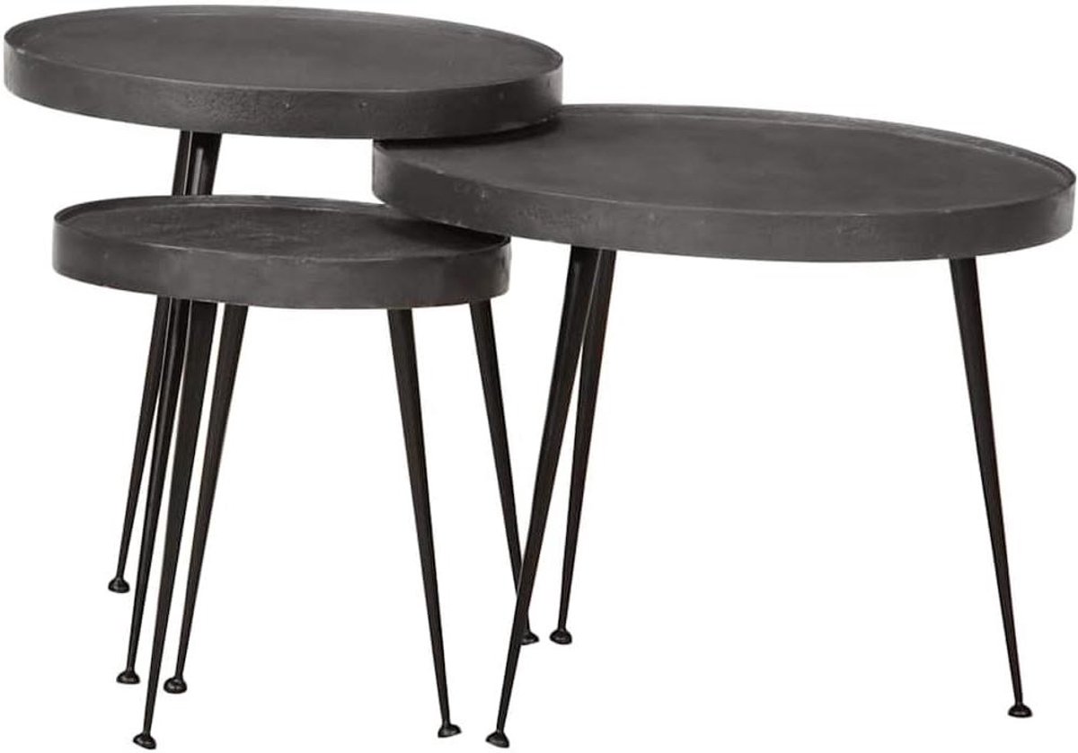 Salontafel Set - Bijzettafels Hout - Woonkamer Inrichten - Set van Drie - 55 x 55 x 45 cm - Zwart