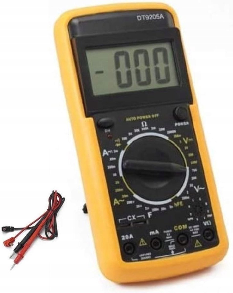 Rosfix Multimeter DT9205A - Digitaal met LCD Scherm - 1000V DC/AC, hFE, Continuïteit