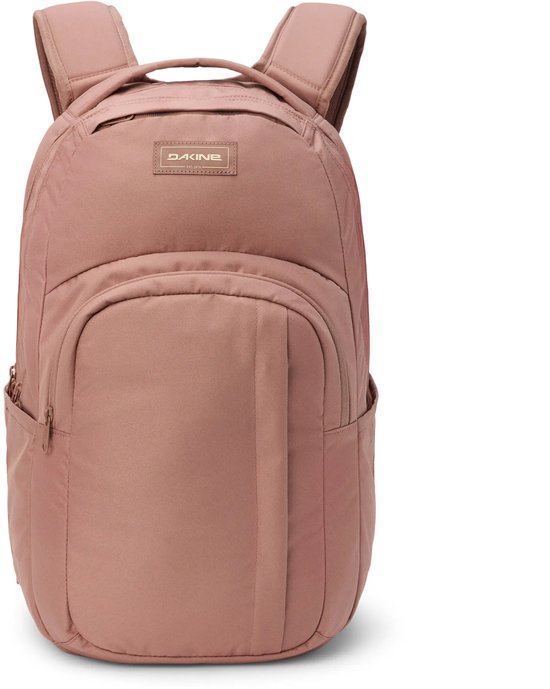 Dakine Campus rugzak, oud roze, met logo en voorvak.