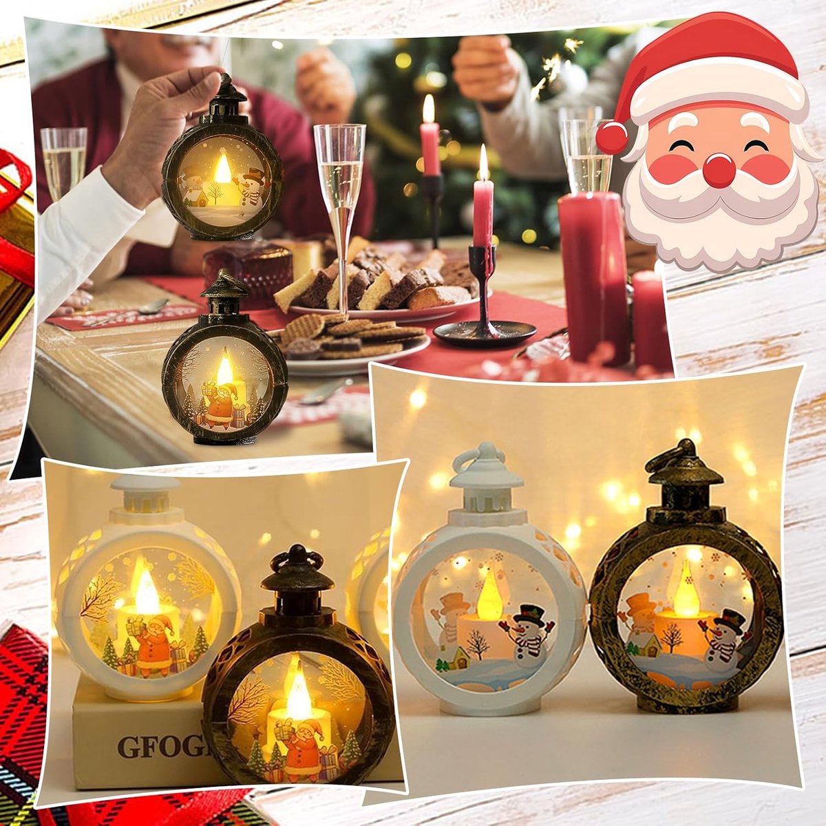 Kerstdecoratie LED-kerstlantaarn windlicht - voor binnen - vintage design – foto 5