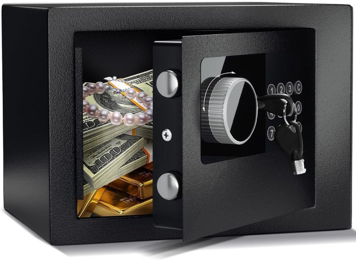 SP® Kluis Brandwerend - Kluis Brandwerend met Sleutel - Brandkast - Zwart - 18cm x 24cm x 21cm