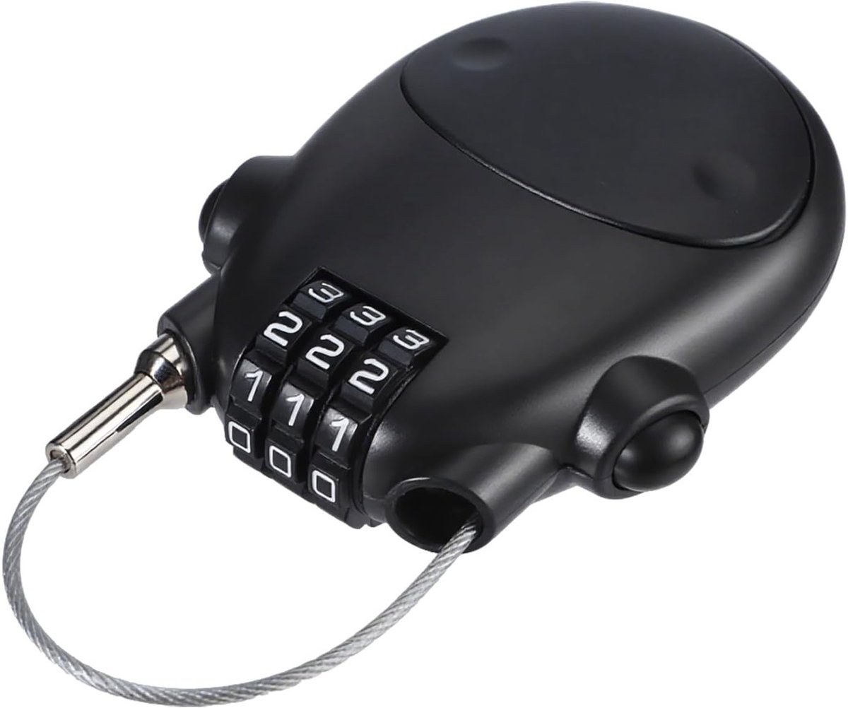 SnelShoppen - KABEL SLOT met 3-cijferige COMBINATIE, 70 cm STAAL KABEL, RETRACTABLE SLOT voor FIETSEN, MOTORFIESTEN, BAGAGE en BUITENACTIVITEITEN