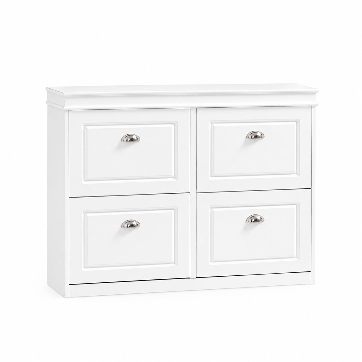Nyoz 4 kleppen schoenenkast - Schoenenrek - Schoenen opbergsysteem - Wit - 16 ruimtes - Draagvermogen 50 kg - 105 x 83 x 24 cm