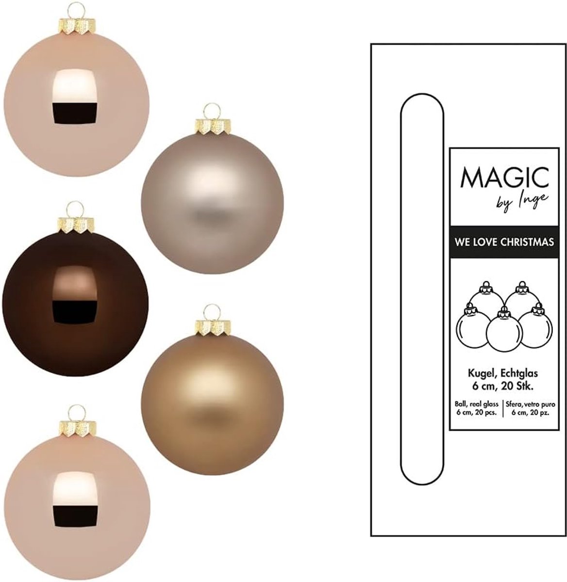 Kerstballen Glas - Decoratie Ballen Set - Kerstboom Versieren - Elegante Lounge Kleuren - 6 cm 20 stuks – foto 2