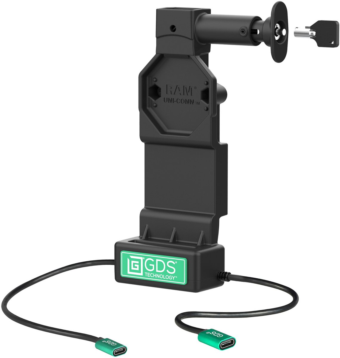 GDS® Uni-Conn™ Dock met voedingaansluiting en ontgrendelingsknop