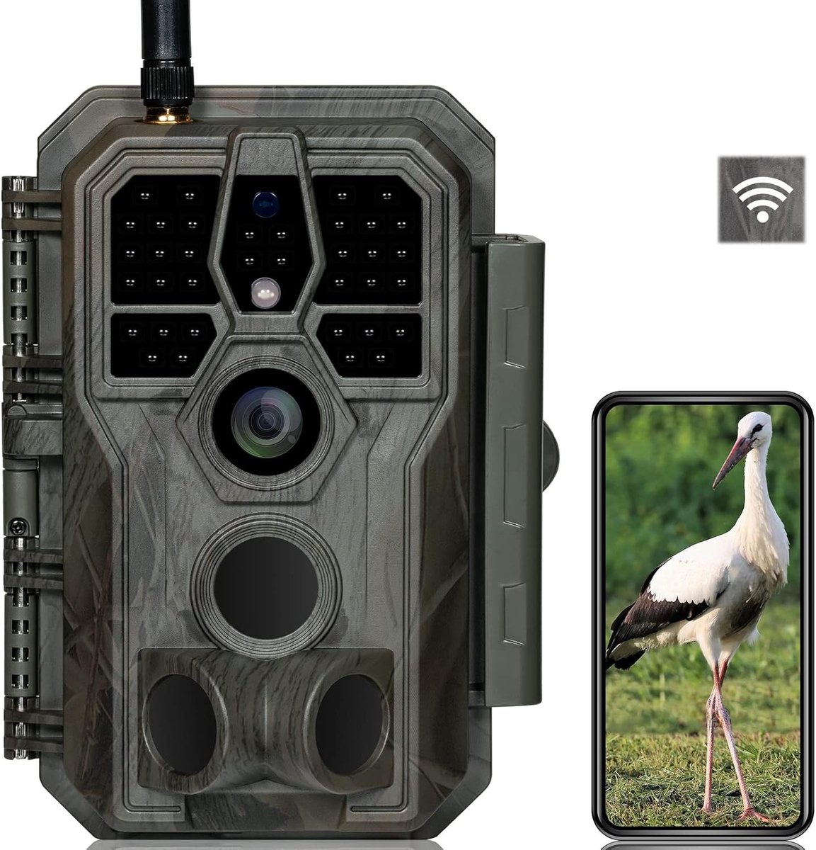 Wildcamera - Zwart - 64MP 1296P - Wifi Wilddiercamera met Nachtzicht en Snelle Trigger - Voor Buiten