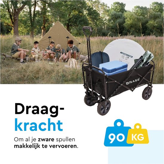 Bolderkar Opvouwbaar - Inklapbare Transportwagen - Spullen Vervoeren - Draaibare Wielen met Rem - 100 Liter - Zwart van Bolderkar Opvouwbaar — afbeelding 5