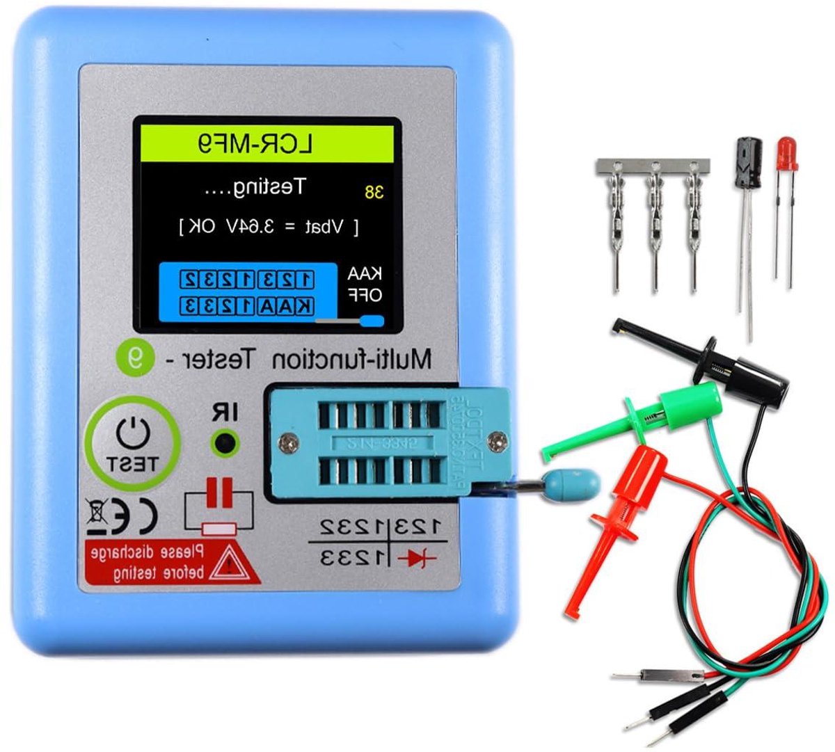 Transistor Tester - Component Analyzer Multimeter - Elektronica Reparatie - TFT Kleurendisplay - 90x60x27 mm - Blauw