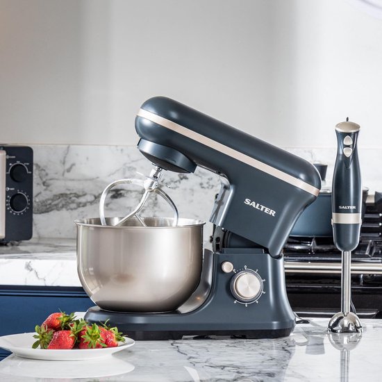 Staande Mixer - Keukenmixer Planetair - Thuis Bakken - 6 Snelheden met Pulse - 5L Kom - Blauw Grijs — afbeelding 5