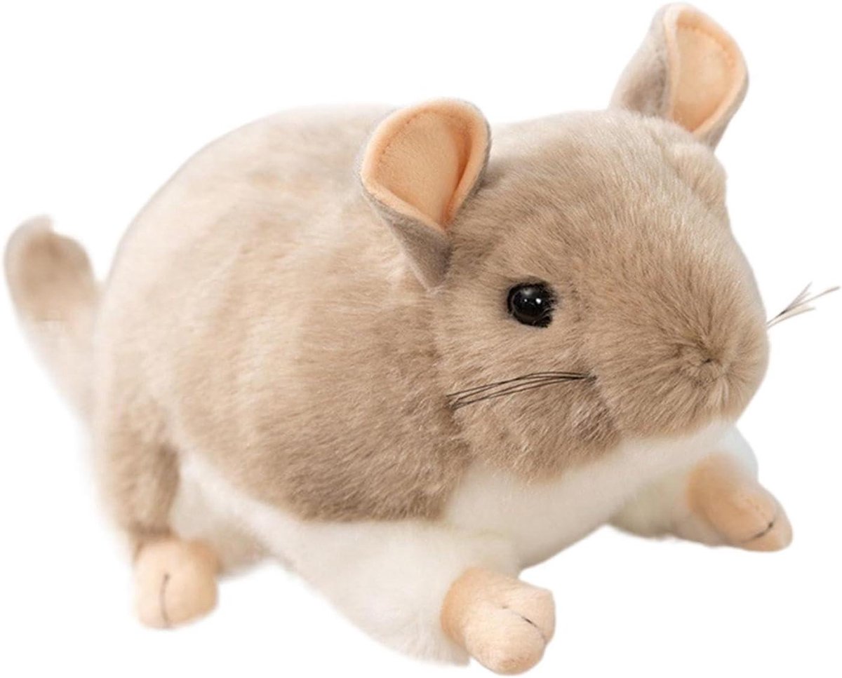 Chinchilla Pluche Speelgoed - Klein Dier Knuffel - Nestelen en Ontspannen - Diervriendelijke Structuur - 40x16x18 cm - Grijs