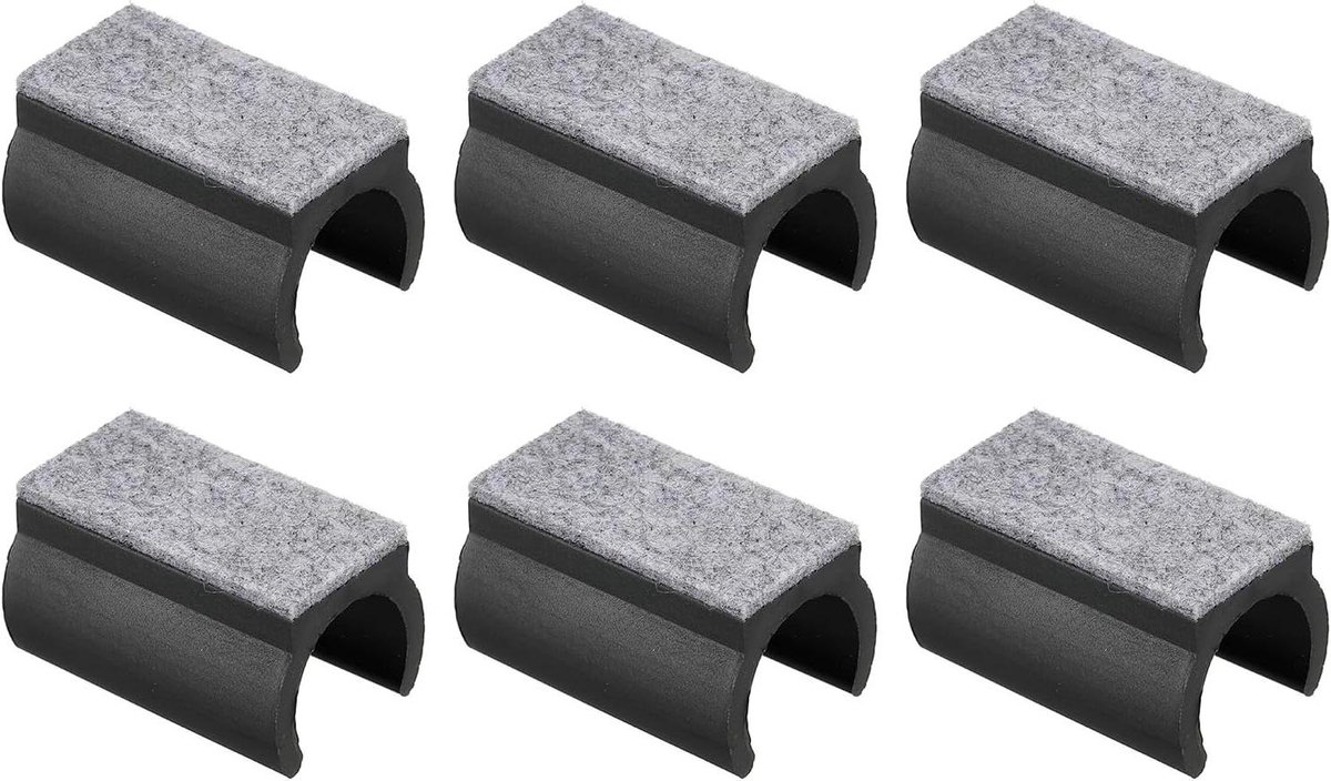 Stoelpootbeschermers - Vloerbeschermers Meubels - Meubels Beschermen - U-vormig met Vilt - 22 mm Binnendiameter - Zwart