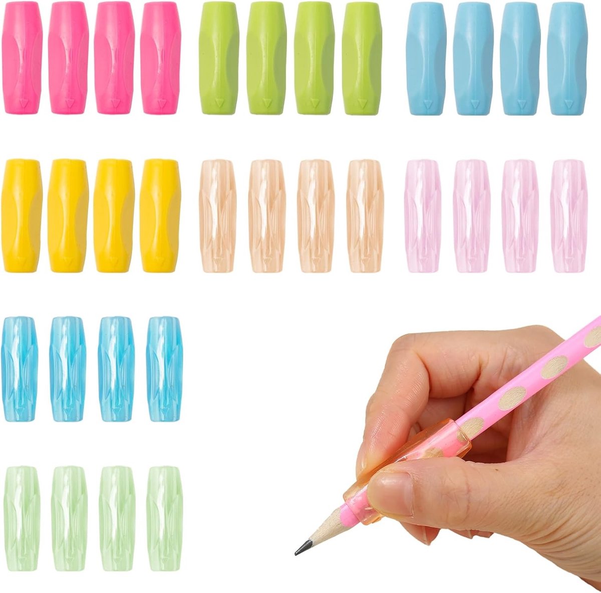 Vingergeleider voor Kinderen - 28-delige Set met Ergonomische Potloodgrip en Opbergdoos, Ideaal voor Schrijven en Tekenactiviteiten voor Kinderen en Studenten