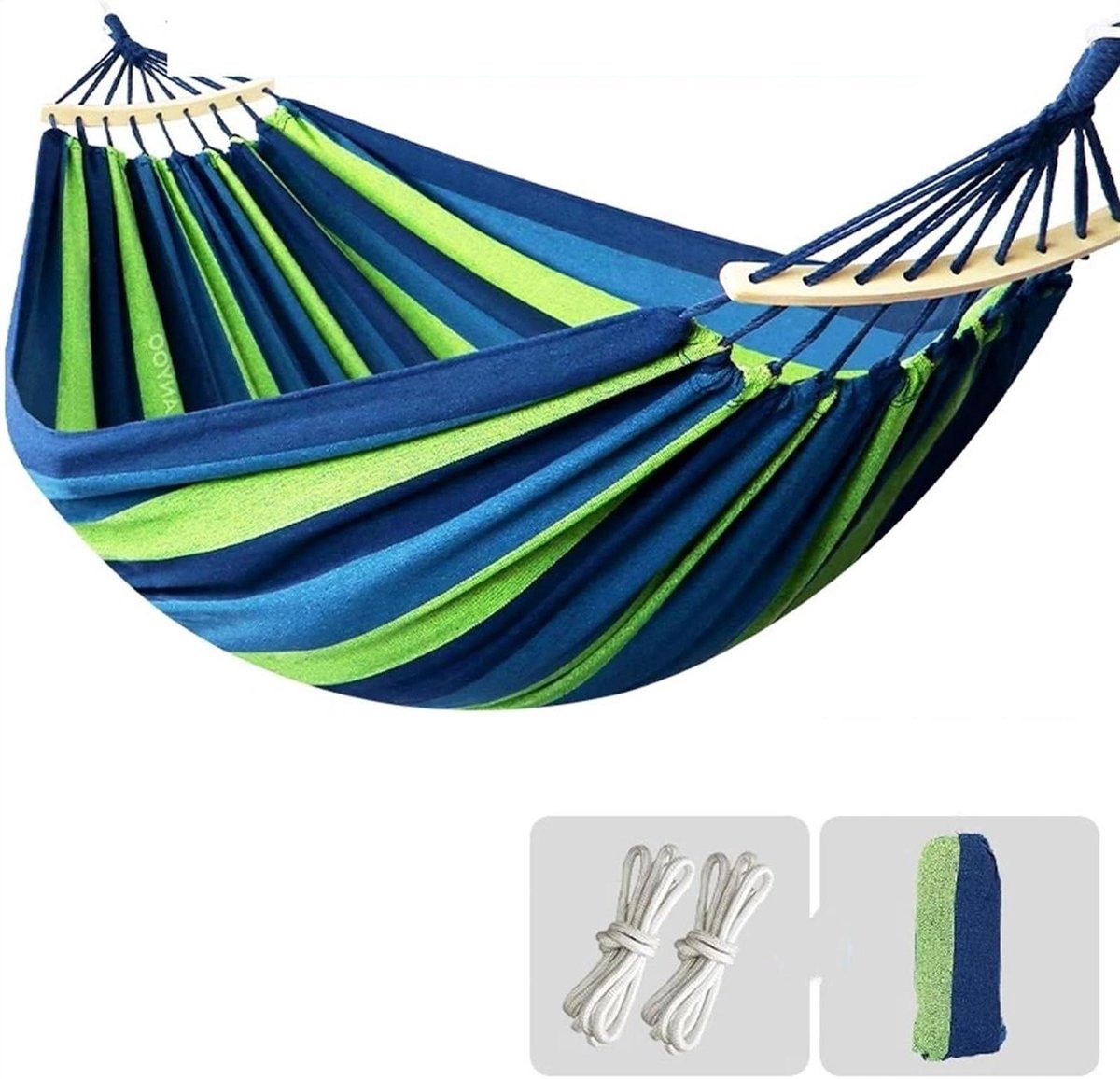 Camping Hangmat - Buiten Hangmat - Kamperen en Ontspannen - Inclusief Installatiegereedschap - 250 x 150 cm - Blauw