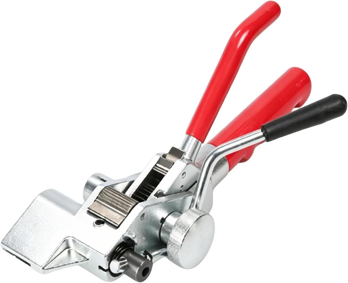 Zeer sterke omsnoerspanner voor diverse toepassingen, tot 25 mm breed en 0,9 mm dik, rood