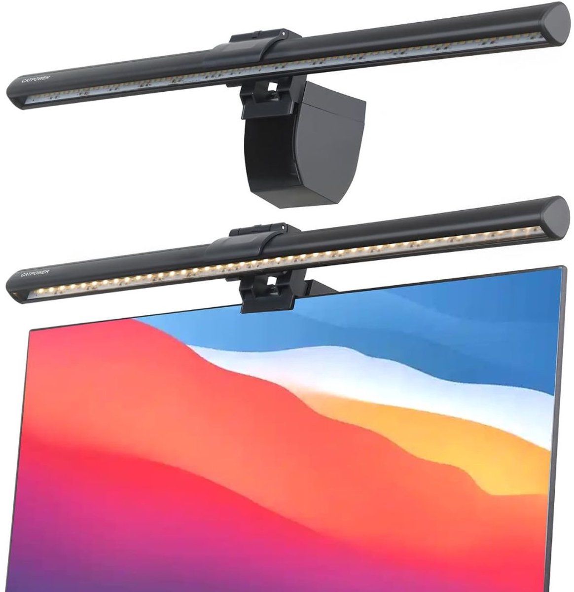 KIRA® Monitorlamp - Dimbare Monitorlamp voor Oogbescherming - Monitor Lightbar met Touch Bediening - Zwart - 43cm x 5cm x 13cm