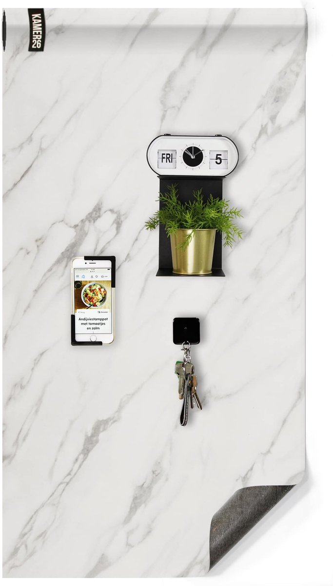 Magneetbehang - Luxe Marmer Wit - 100x250cm - Kamer26