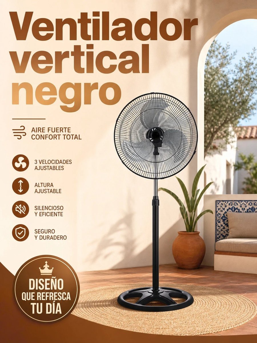 Wentinkmo Verticale staande ventilator - 45cm diameter verstelbare - hoogte tot 130cm - 3 snelheden