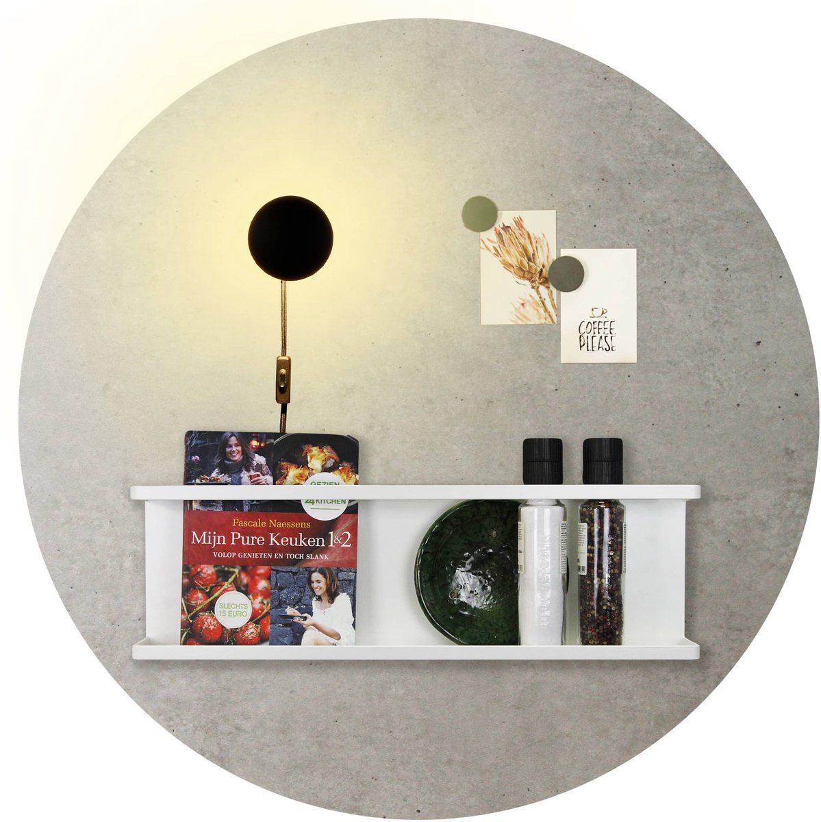 Design Magneetbord Rond - Beton Grijs - Rond - 80cm - Kamer26