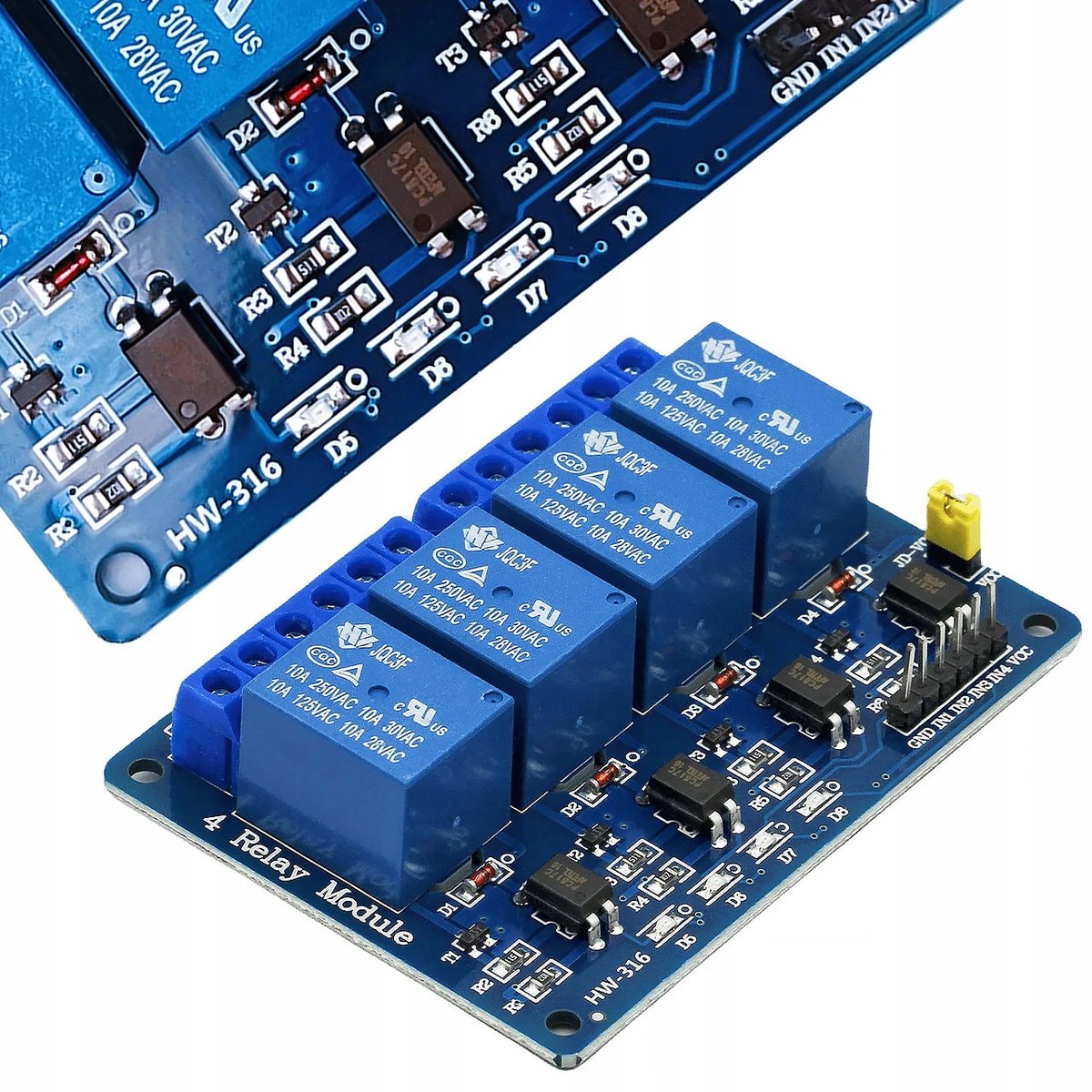 Rosfix 4-Kanaals Relaismodule 5V - Optische Isolatie - 10A SPDT, 72x50x19mm - Geschikt voor Arduino