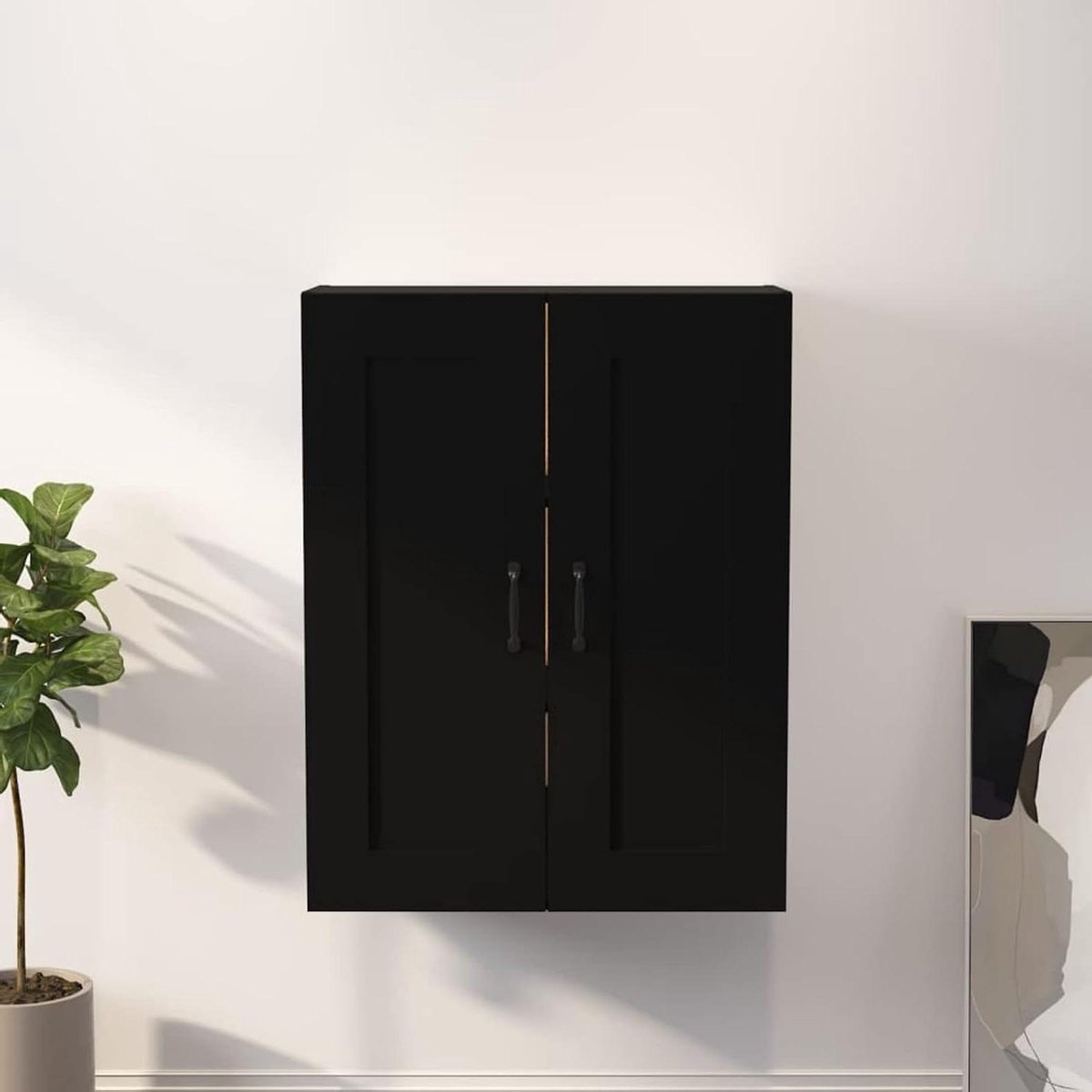 Hangende Wandkast - Muurkast Keuken - Ruimte Optimaliseren - Drie Vakken - 695 x 325 x 90 cm - Zwart