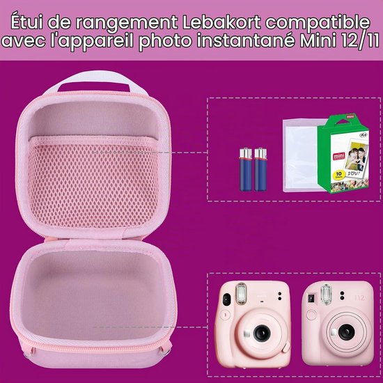 Harde beschermhoes, geschikt geschikt voor Fujifilm Instax Mini 13, paars - 12/11 Instant cameratas, draagbare reistas, accessoire-organizer — afbeelding 3