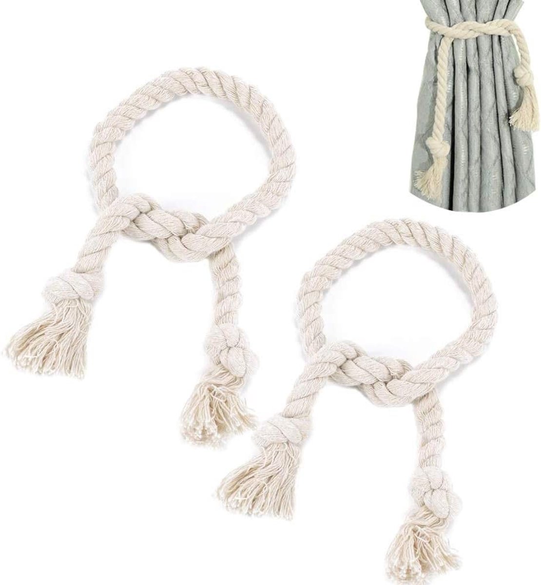 Omgoods - Set van 2 Gordijnhouders van Jute Touw voor Thuis