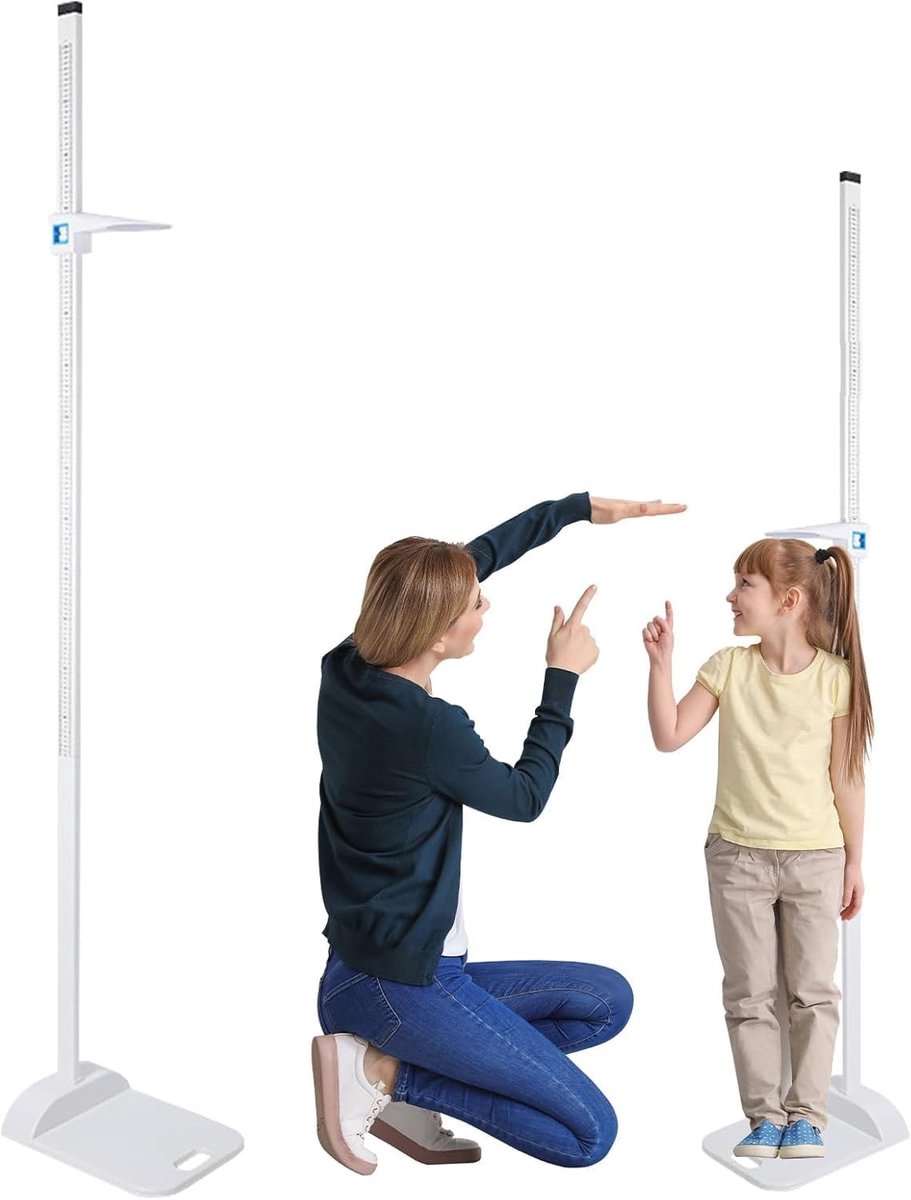 Verstelbare Hoogtemeter voor Kinderen en Volwassenen, Draagbare Telescopische Hoogtemeetstok 20-210cm met Dubbele Schaal en 4-delig Ontwerp voor Thuis en Sportscholen