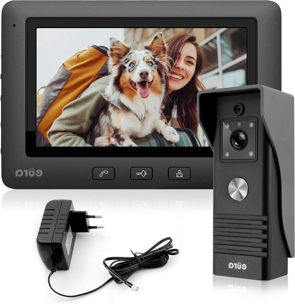 Video Deurintercom - 4-draads Systeem - Toegangscontrole Huis - Met Nachtzicht - 7 inch Monitor - Zwart