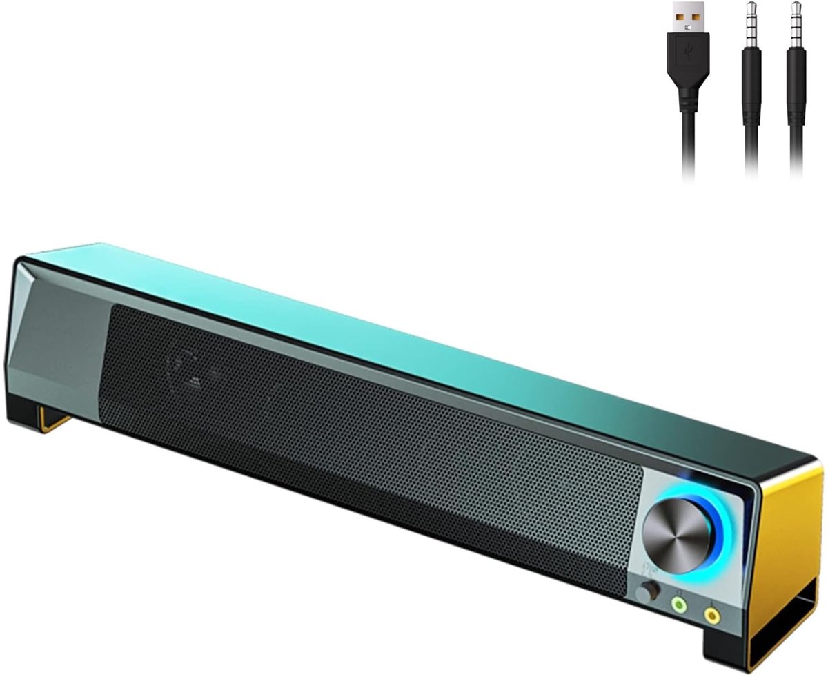 Omgoods - RGB Desktop Soundbar met USB en 3,5 mm Audio-ingang
