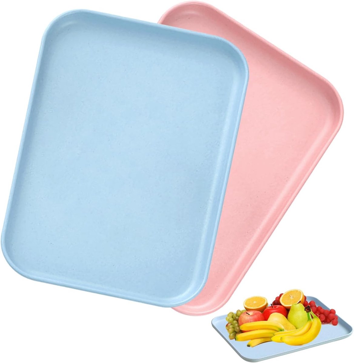 Set van 2 kunststof dienbladen, rechthoekig, antislip, 30.2 x 22 cm, ideaal voor keuken, woonkamer en horeca