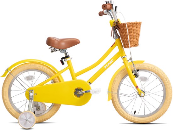 KEANO 12 Inch Kinderfiets voor Meisjes, 3-4 Jaar, 33-41 inch, met Zijwieltjes, Kinderfiets Geel — afbeelding 3