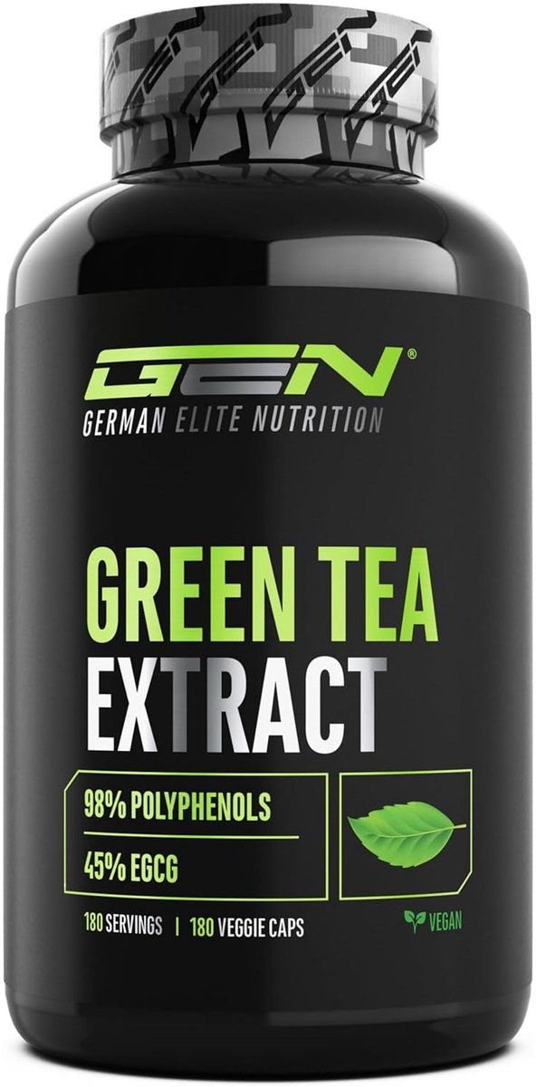 Groene Thee Extract - 180 Capsules - Extra Hooggedoseerd met 750 mg Groene Thee-Extract per Capsule - 95% Polyfenolen & 45% EGCG - Zonder Onnodige Toevoegingen - Vegan