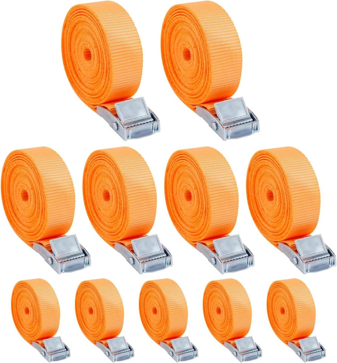 Spanbanden Set - Sjorbanden - Bagage Vervoer - Met Klemsluiting - 10 stuks 4 meter - Oranje