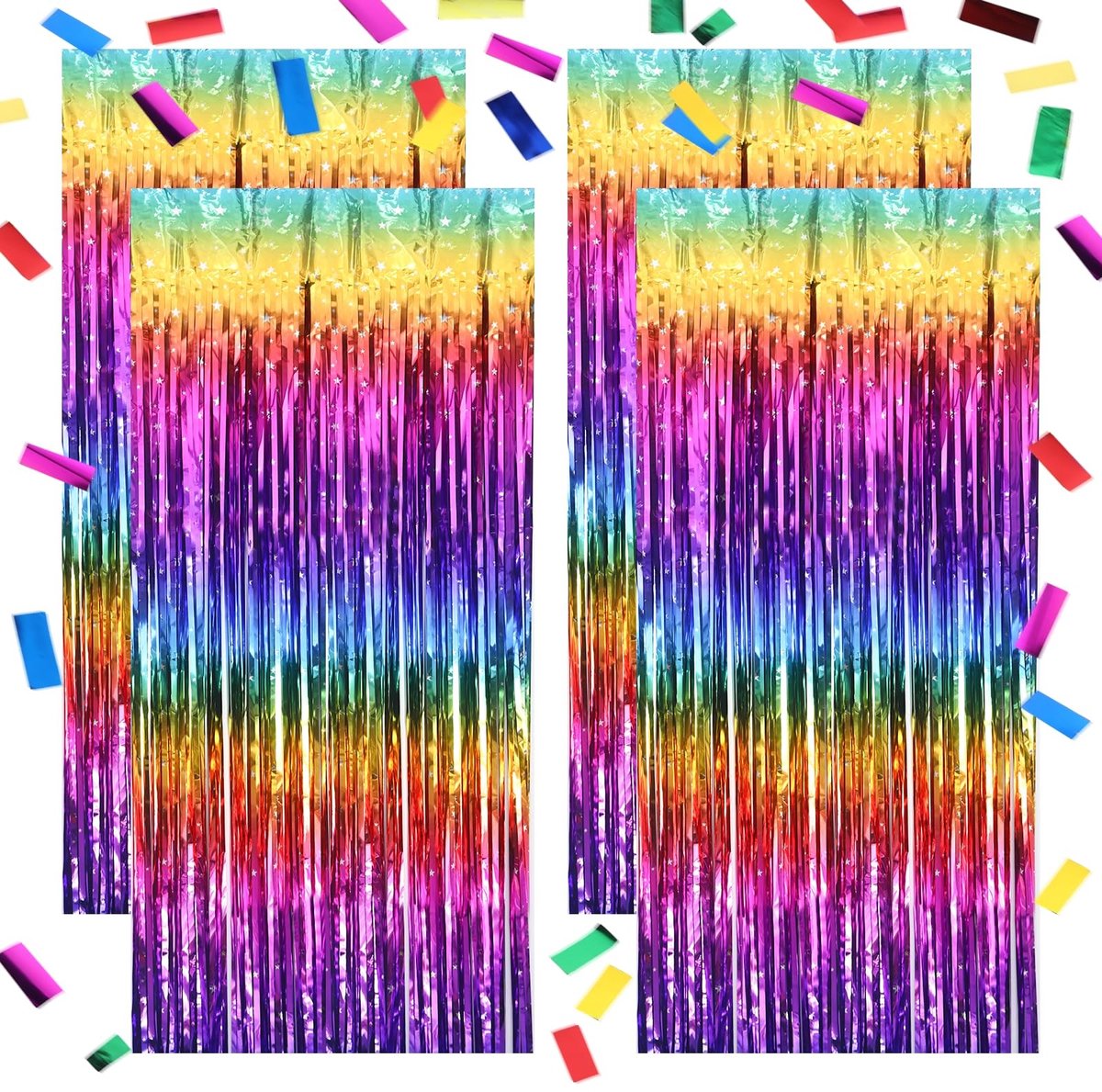 Omgoods - Set van 4 Glittergordijnen voor Feestdecoratie