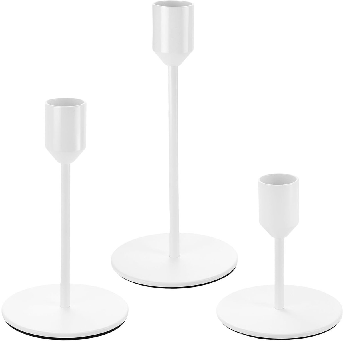 Omgoods - Set van 3 Witte Kandelaarhouders voor Taperkaarsen