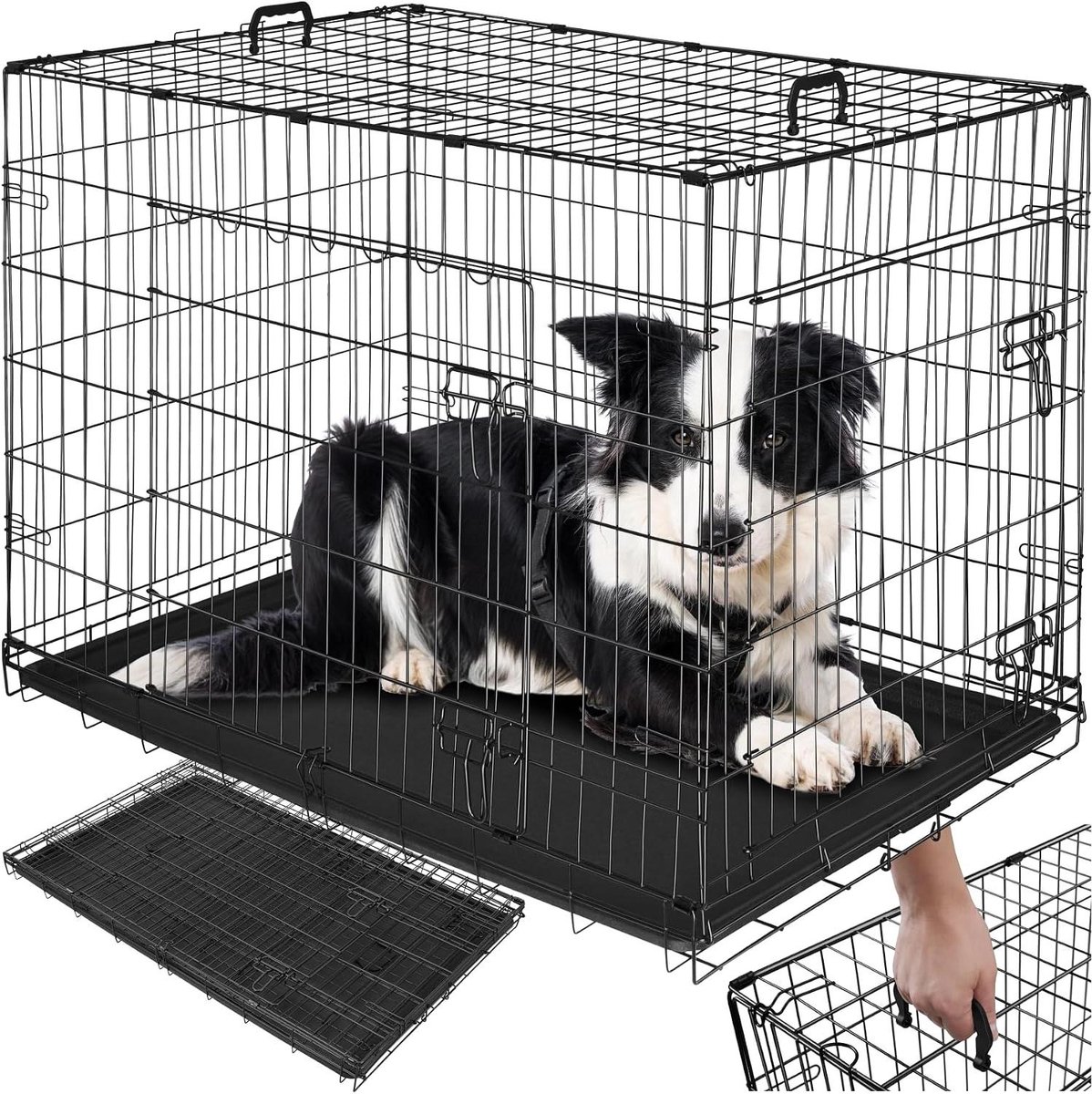 Hondenkooi - Transportbox - Veilig Vervoer - Inklapbaar - 108 x 71 x 76 cm - Zwart