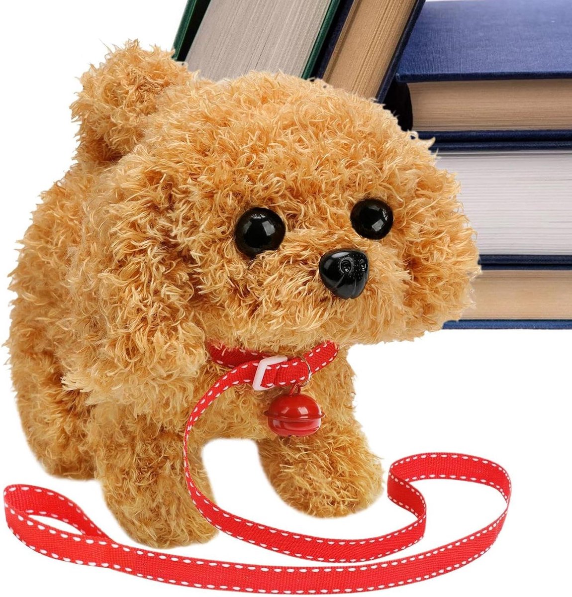 Elektrische Pluche Hond - Hondenspeeltje Interactief - Kinderen Amuseren - Aanraakgevoelige Antwoorden - 18.4 x 15.4 x 9.1 cm - Bruin