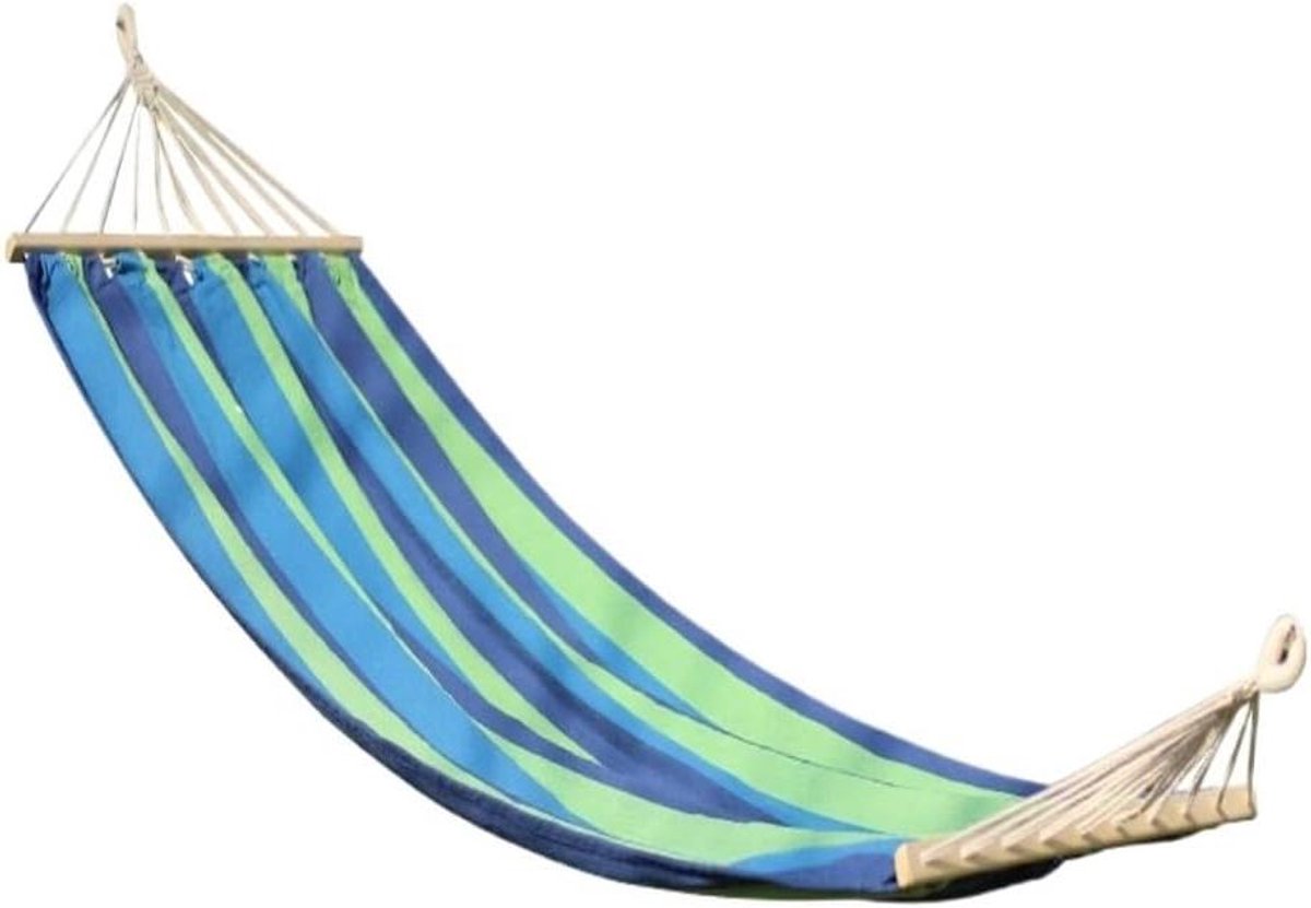 Draagbare Hangmat - Outdoor Luieren - Kamperen Ontspannen - Anti Rollover Stok - Eenpersoons - Blauw