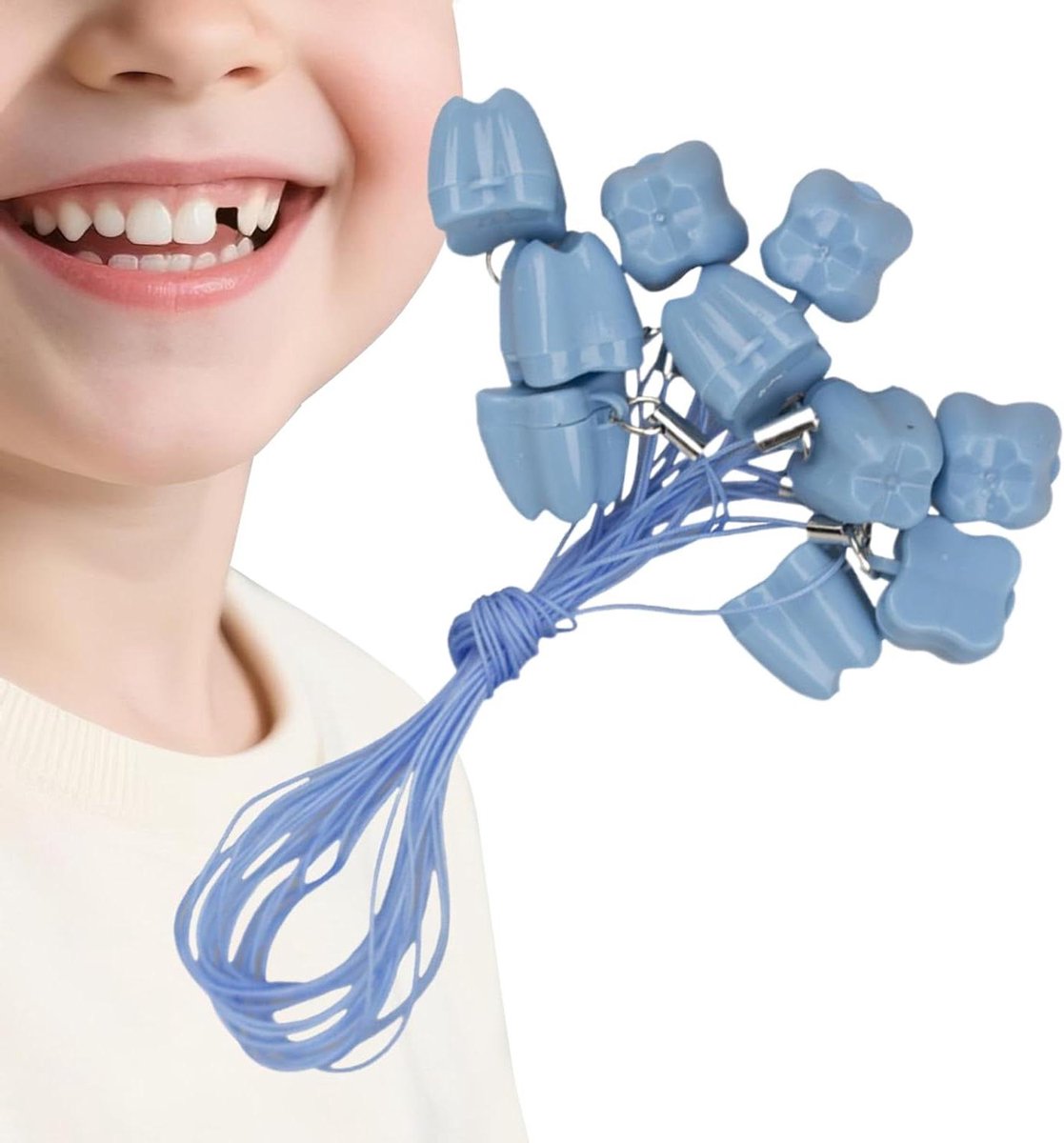 Baby Tanden Doos - Melktandjes Bewaren - Aandenkens Verzamelen - Charmante Tandvorm - 105 cm - Blauw