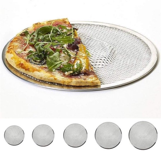 Pizzaplaat Aluminium - Pizzascherm Bakplaat - Brood Bakken - Naadloos Ontwerp - 35.5 cm - Zilver — afbeelding 3