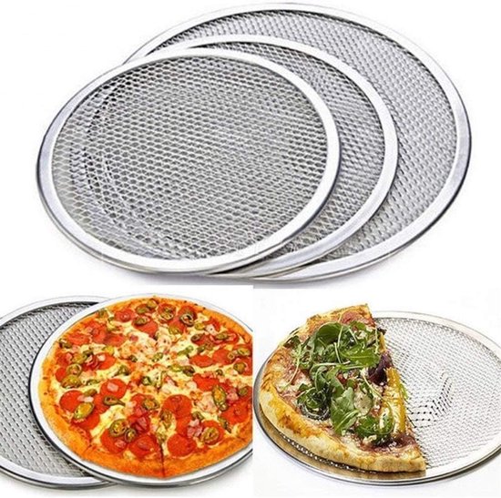 Pizzaplaat Aluminium - Pizzascherm Bakplaat - Brood Bakken - Naadloos Ontwerp - 35.5 cm - Zilver — afbeelding 2