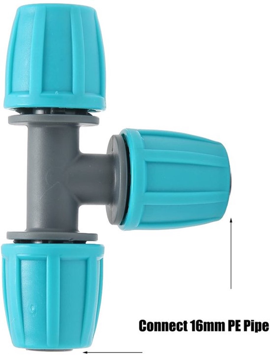 Drip Irrigation Fittings 20 Stuks - 16mm T-stuk - Tuin Connector - Tuinbouw - Groene Huizen - PE Materiaal - 550g Gewicht - Tuinconnector