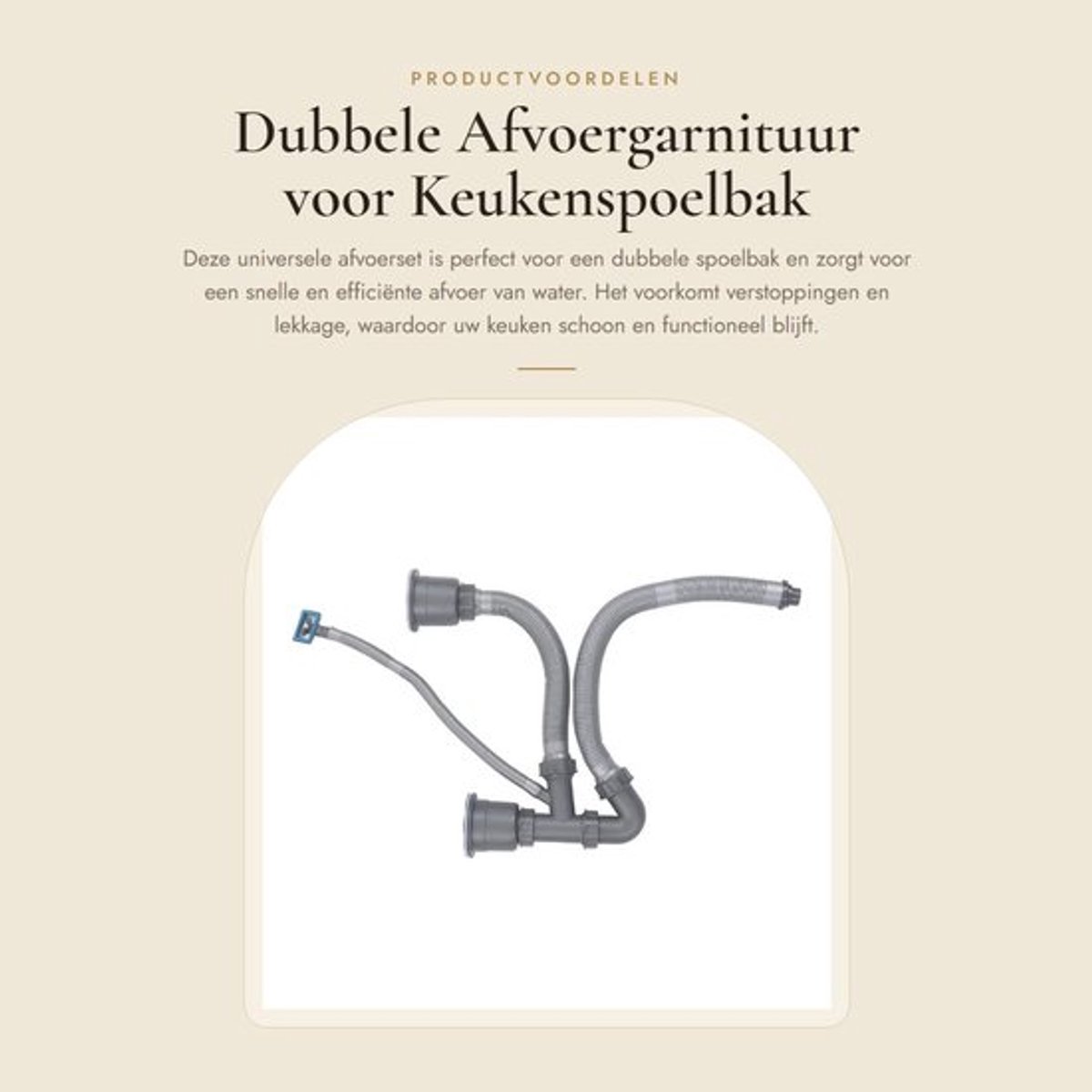 Afvoergarnituur Snelle Afvoer - Dubbele Afvoerset - Wastafel Afvoerslangkit - Rubber Verbindingen - Eenvoudig te Monteren